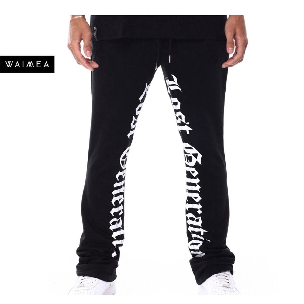 Waimea Men’s Black Skinny Jeans Lost Generation Graphic Print Streetwear 40x32